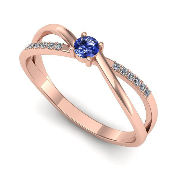 Inel de logodna din aur roz cu tanzanit