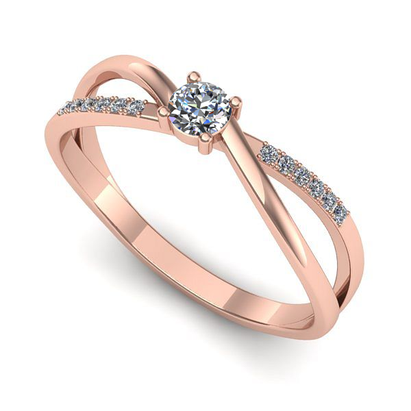 Inel de logodna din aur roz cu diamant
