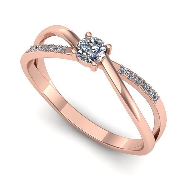 Inel de logodna din aur roz cu diamant
