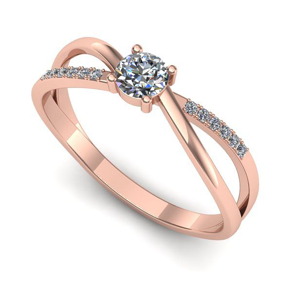 Inel din aur roz cu diamant