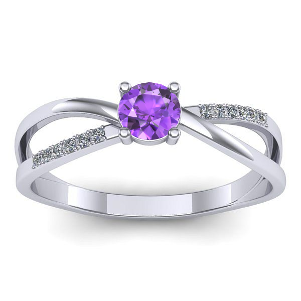 Inel de logodna cu ametist rotund