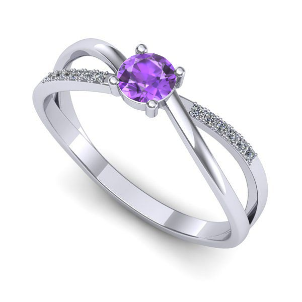 Inel logodna din aur alb cu ametist