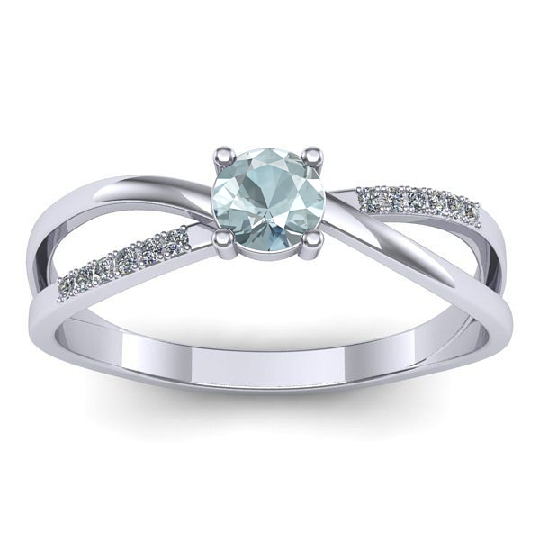 Inel de logodna cu aquamarin rotund