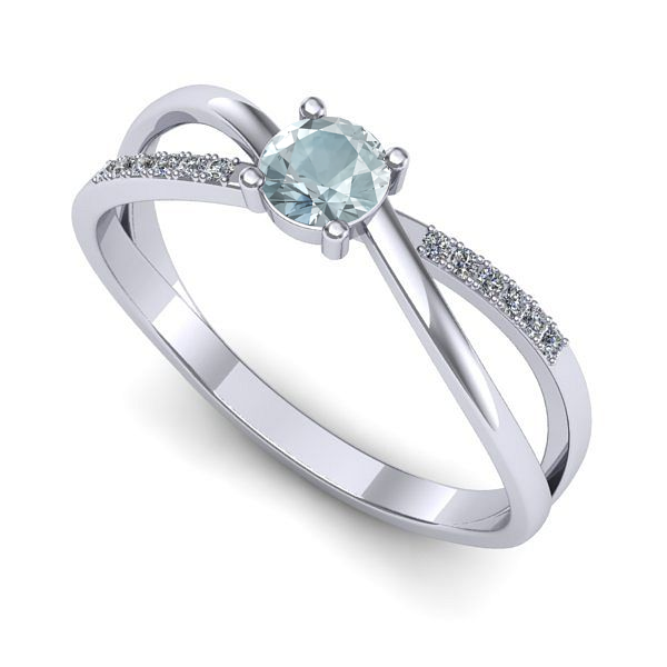 Inel din aur alb cu aquamarin