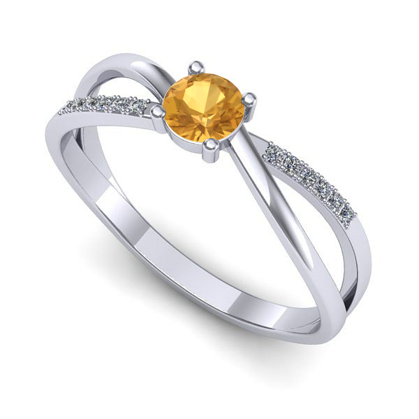 Inel din aur alb cu citrin