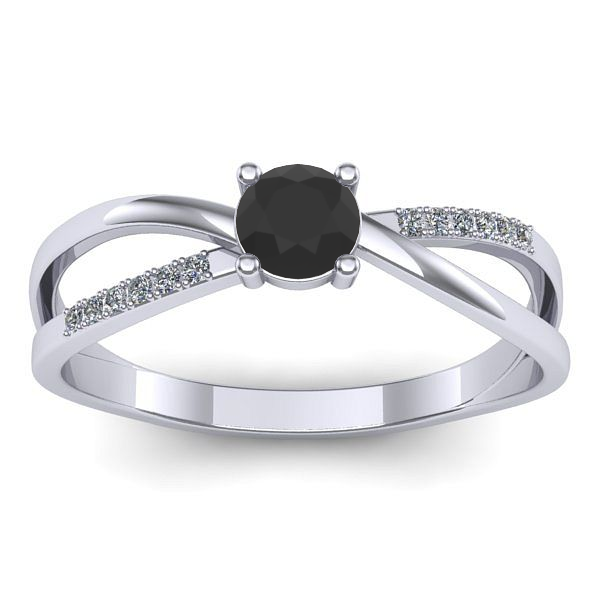 Inel logodna cu diamant negru rotund