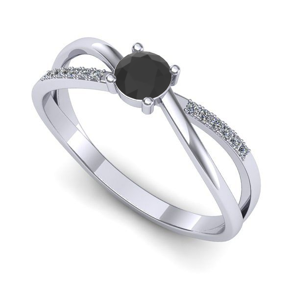 Inel logodna din aur alb cu diamant negru