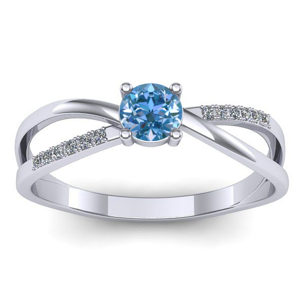 Inel cu diamant de laborator albastru rotund