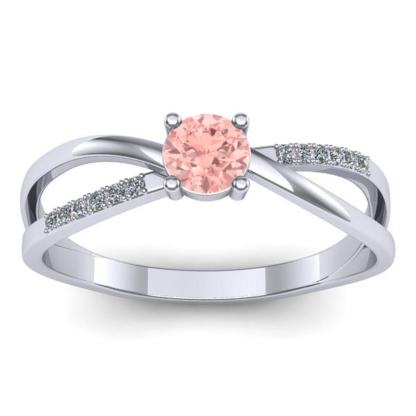 Inel cu diamant de laborator roz rotund