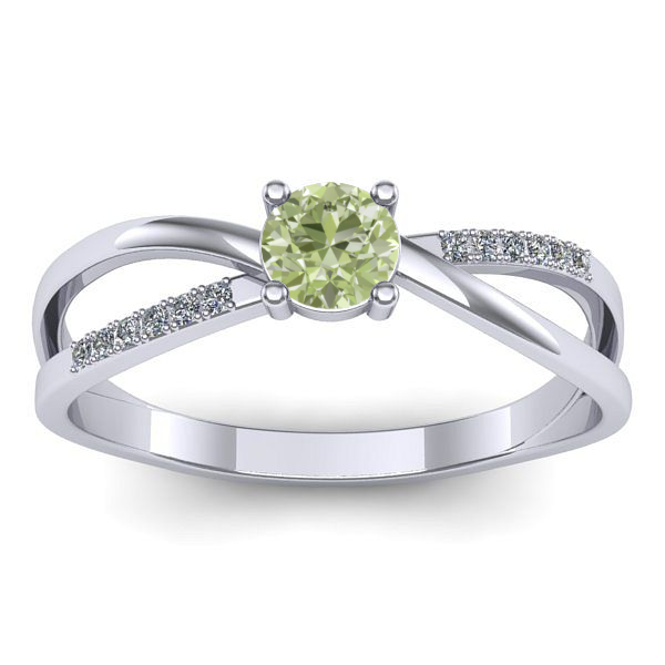 Inel logodna cu diamant de laborator verde rotund