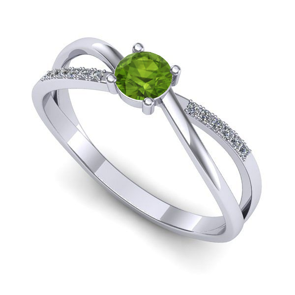 Inel din aur alb cu peridot