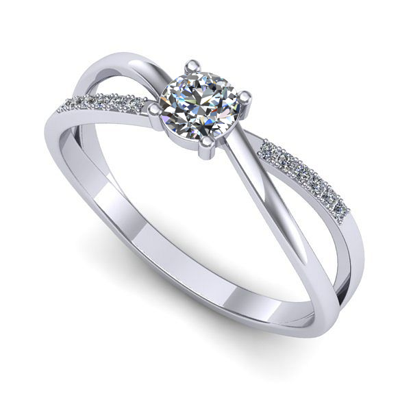 Inel de logodna din aur alb cu safir alb