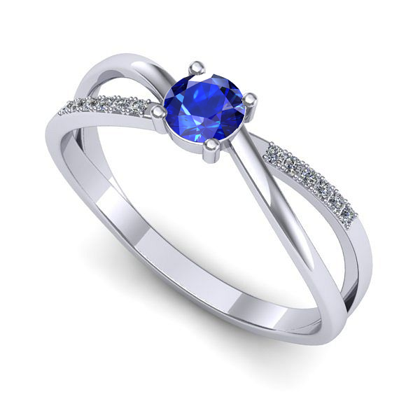 Inel logodna din aur alb cu safir