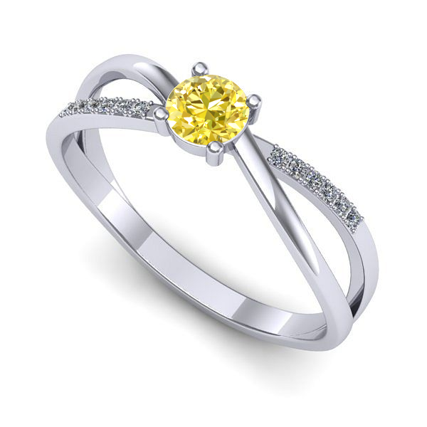 Inel logodna din aur alb cu safir galben