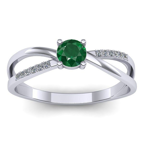 Inel de logodna cu smarald rotund