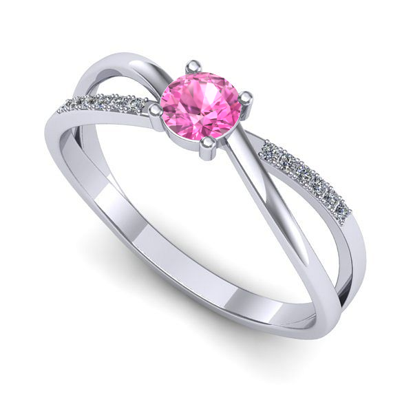 Inel din aur alb cu safir roz