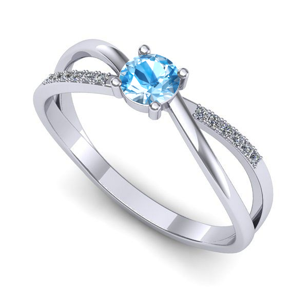 Inel logodna din aur alb cu topaz blue