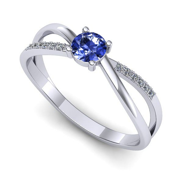 Inel logodna din aur alb cu tanzanit