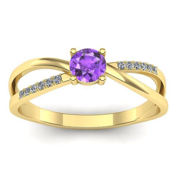Inel logodna cu ametist rotund