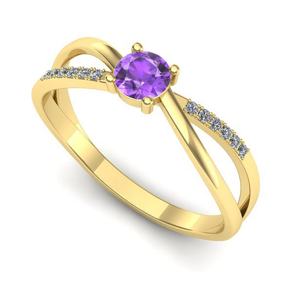 Inel din aur galben cu ametist