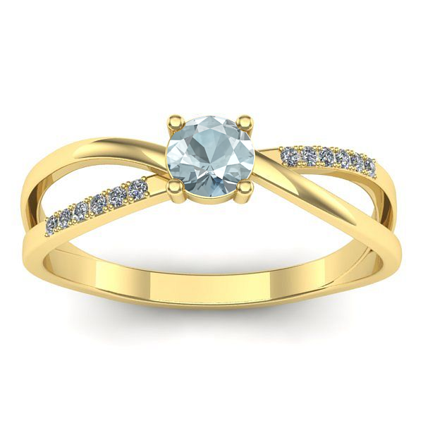 Inel de logodna cu aquamarin rotund