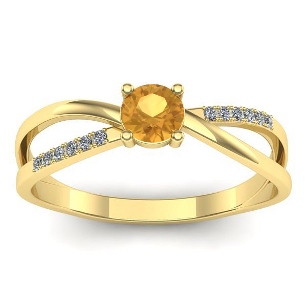 Inel logodna cu citrin rotund
