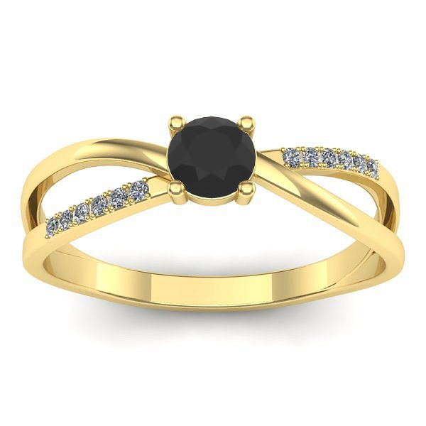 Inel cu diamant negru rotund