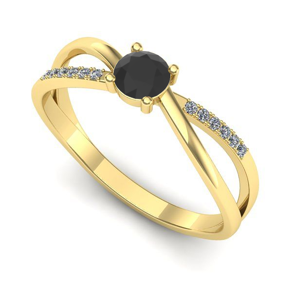 Inel de logodna din aur galben cu diamant negru