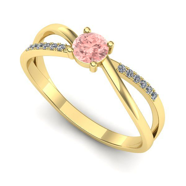 Inel de logodna din aur galben cu diamant de laborator roz