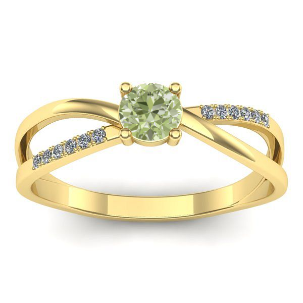 Inel de logodna cu diamant de laborator verde rotund