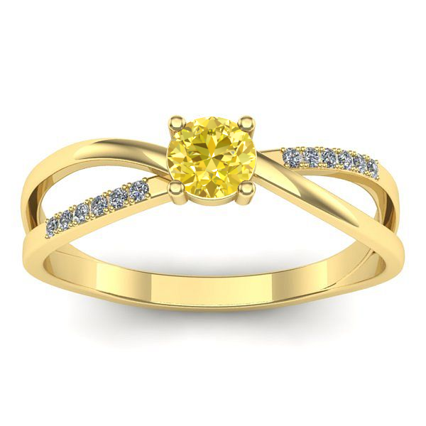 Inel logodna cu safir galben rotund