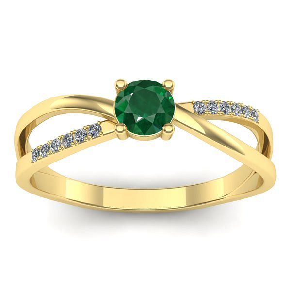 Inel de logodna cu smarald rotund