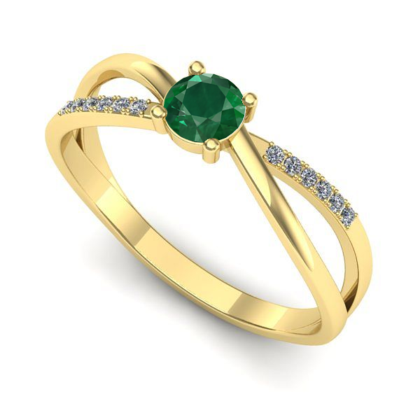Inel de logodna din aur galben cu smarald