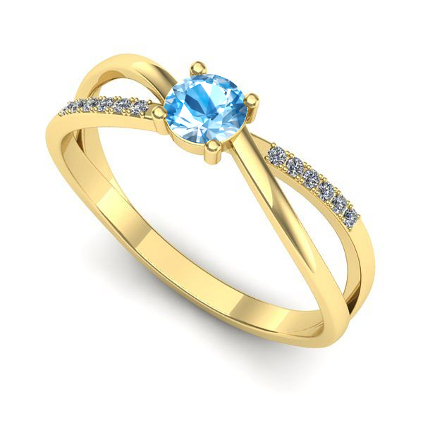 Inel din aur galben cu topaz blue