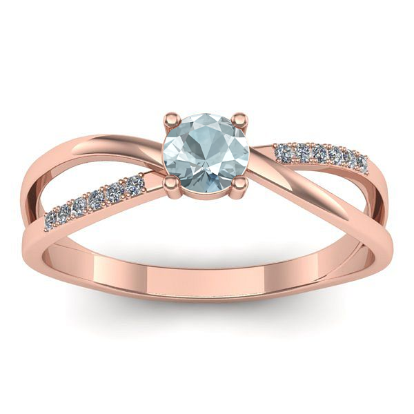 Inel cu aquamarin rotund