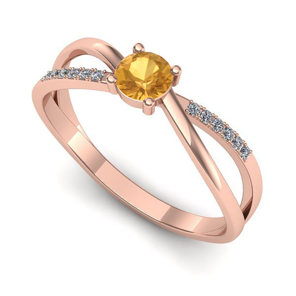 Inel de logodna din aur roz cu citrin