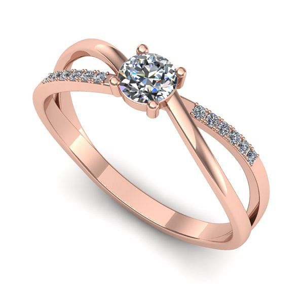 Inel de logodna din aur roz cu diamant