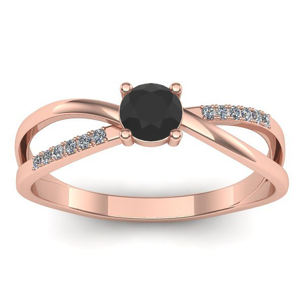 Inel de logodna cu diamant negru rotund