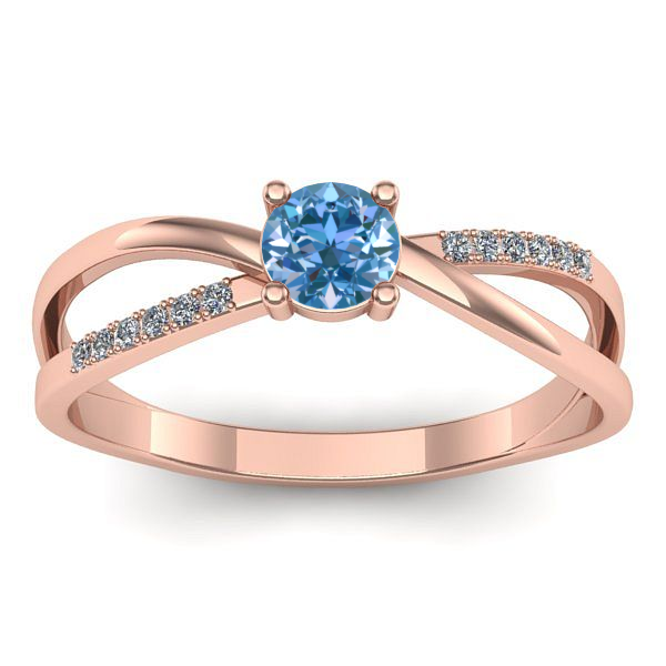 Inel cu diamant de laborator albastru rotund