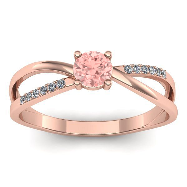 Inel logodna cu diamant de laborator roz rotund