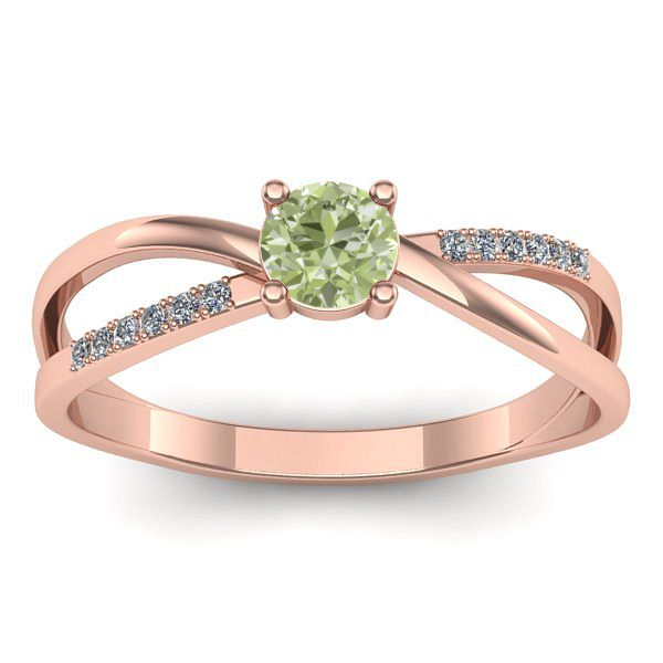 Inel logodna cu diamant de laborator verde rotund