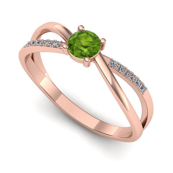 Inel de logodna din aur roz cu peridot