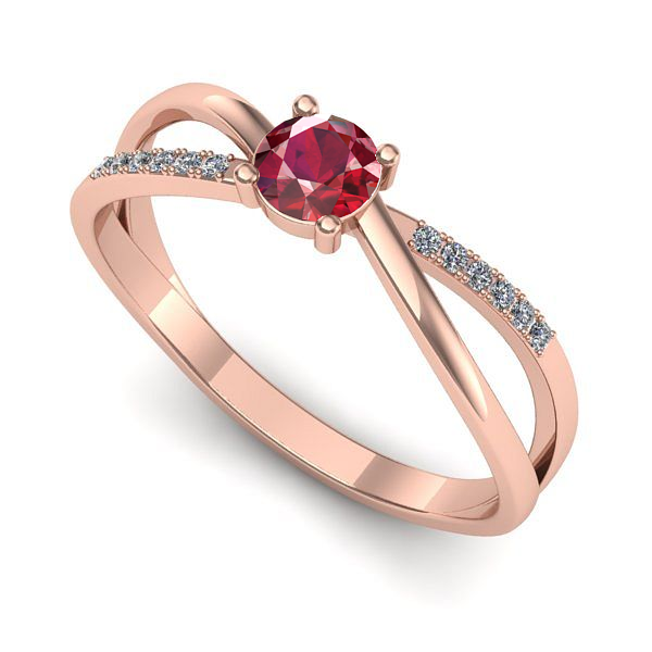 Inel logodna din aur roz cu rubin