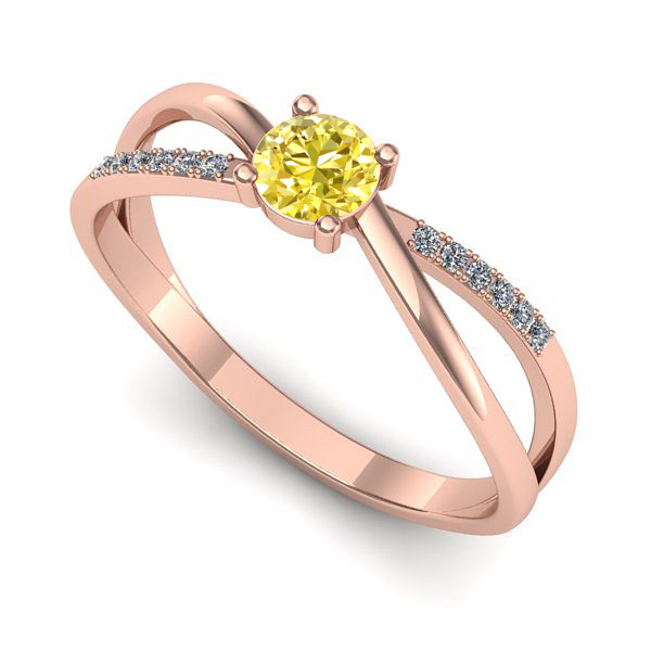 Inel logodna din aur roz cu safir galben