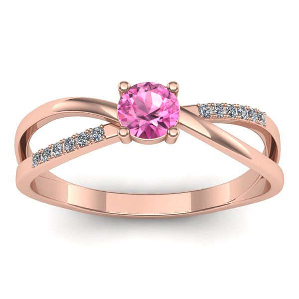 Inel cu safir roz rotund