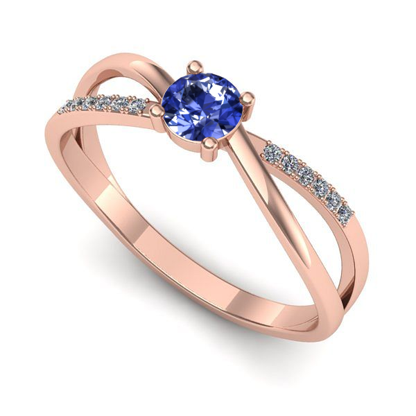 Inel logodna din aur roz cu tanzanit