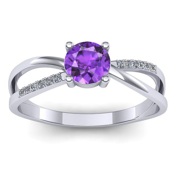Inel logodna cu ametist rotund