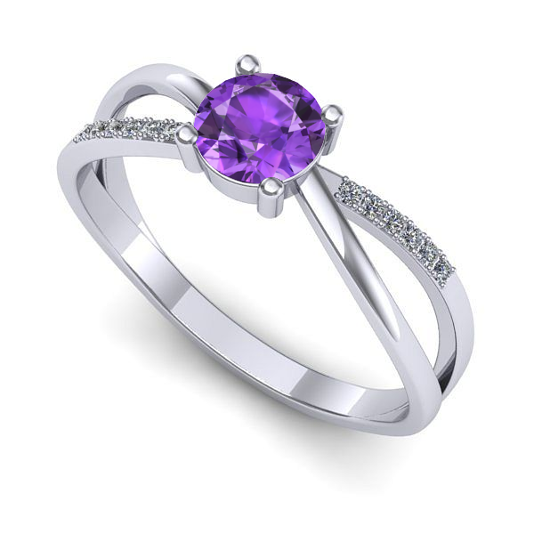 Inel de logodna din aur alb cu ametist