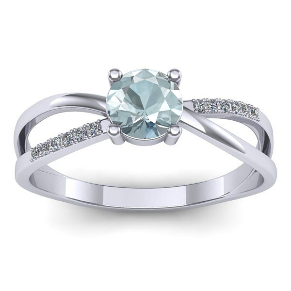 Inel de logodna cu aquamarin rotund