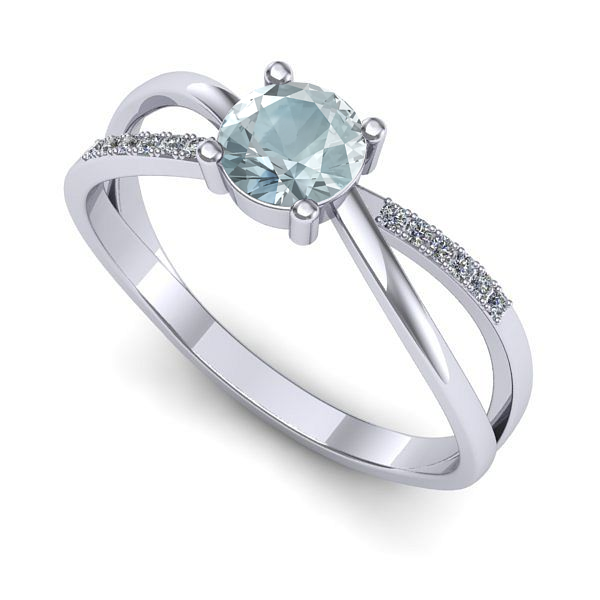 Inel din aur alb cu aquamarin